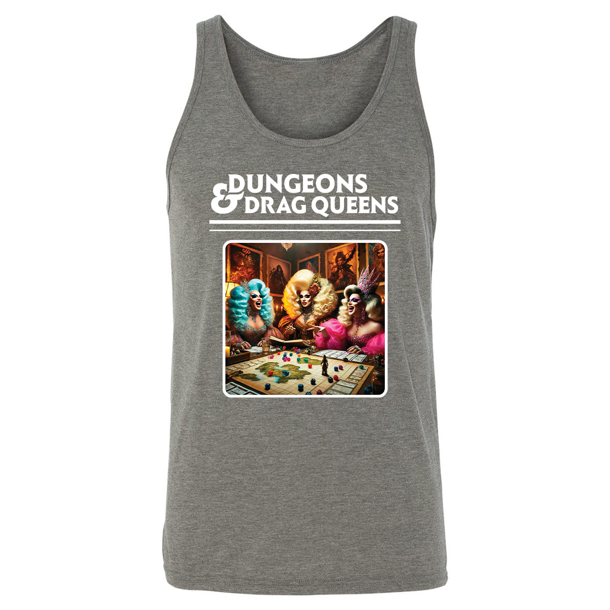 Dungeons & Drag Queens Unisex Jersey Tank - Grey Triblend - 8