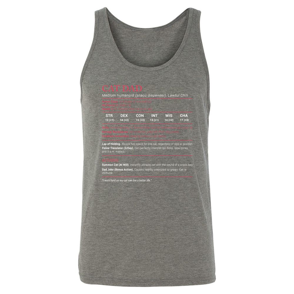 Cat Dad Stats Unisex Jersey Tank - Grey Triblend - 8