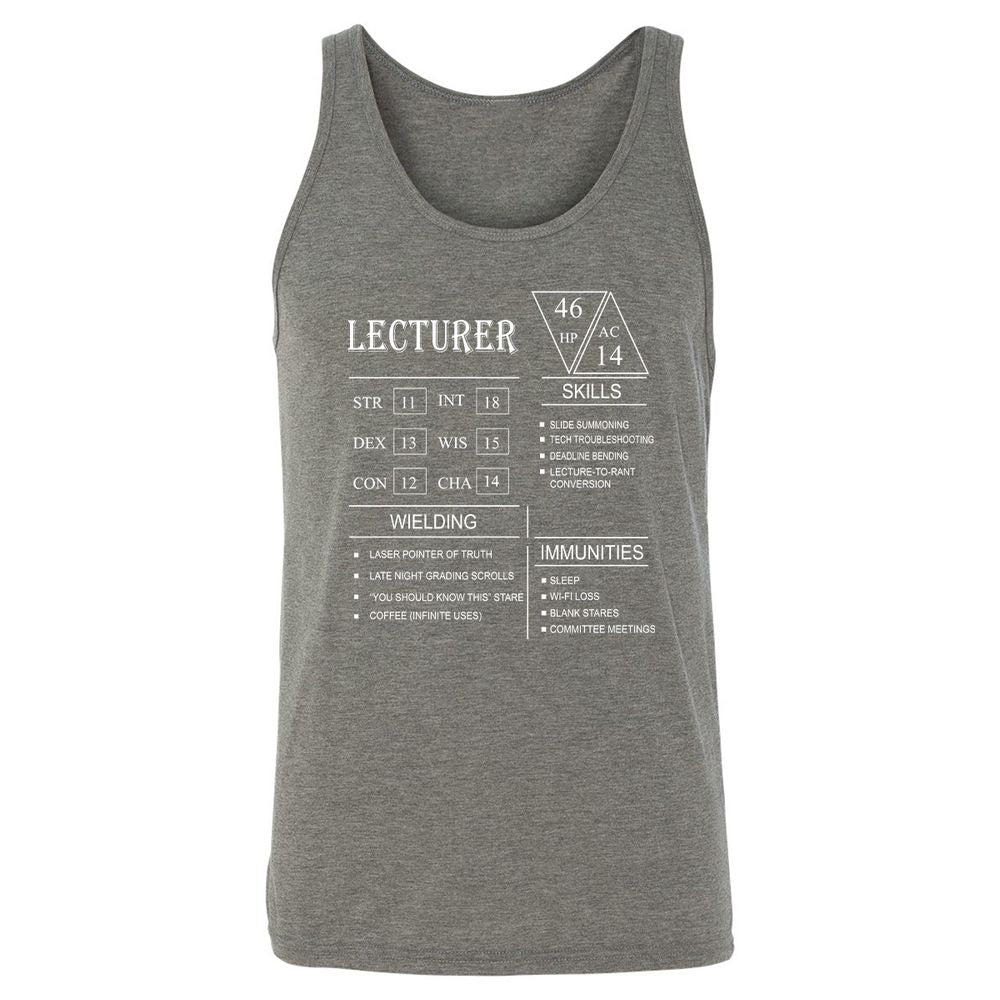 Lecturer New Unisex Jersey Tank - Grey Triblend - 8