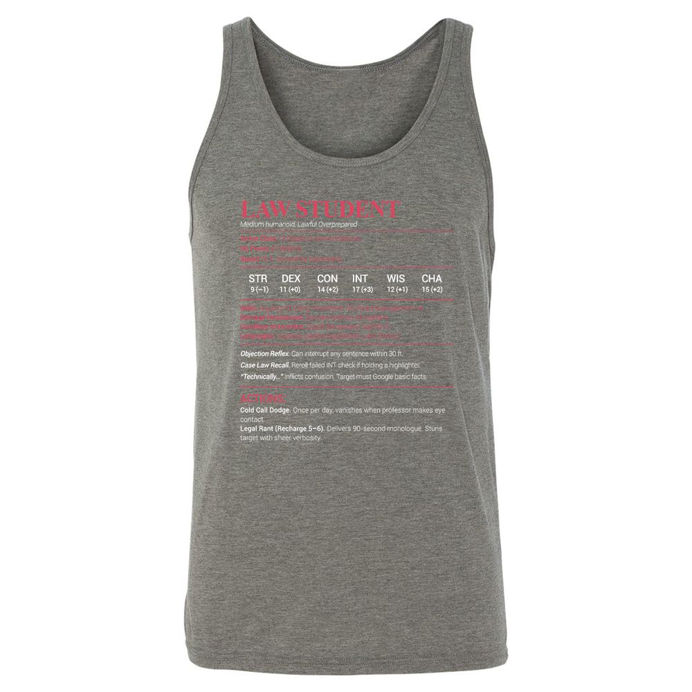Law Student Unisex Jersey Tank - Grey Triblend - 8