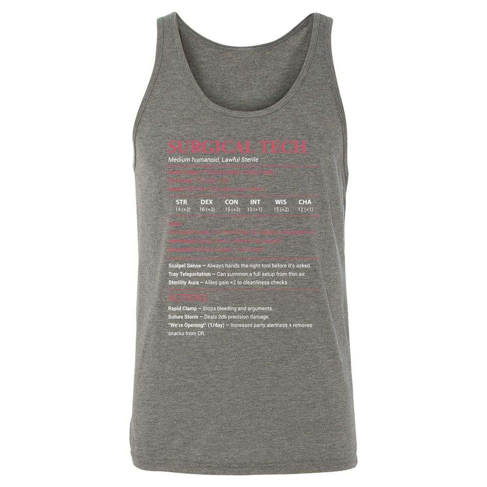 Surgical Tech Unisex Jersey Tank - Grey Triblend - 8