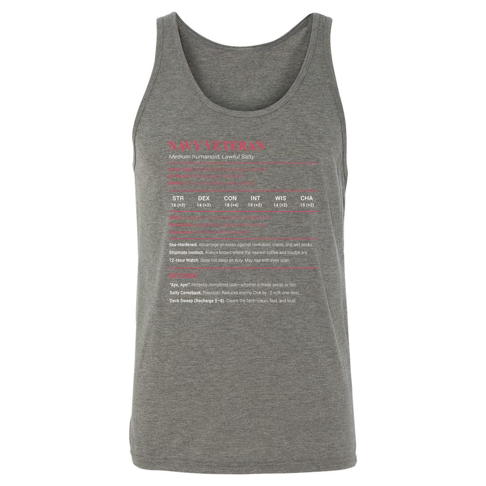 Navy Veteran Unisex Jersey Tank - Grey Triblend - 8