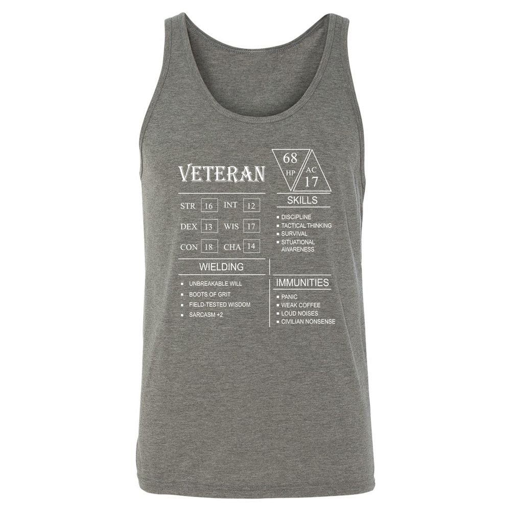 Veteran New Unisex Jersey Tank - Grey Triblend - 8