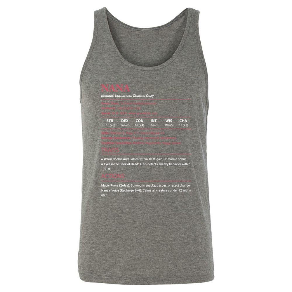 Nana Stats Unisex Jersey Tank - Grey Triblend - 8