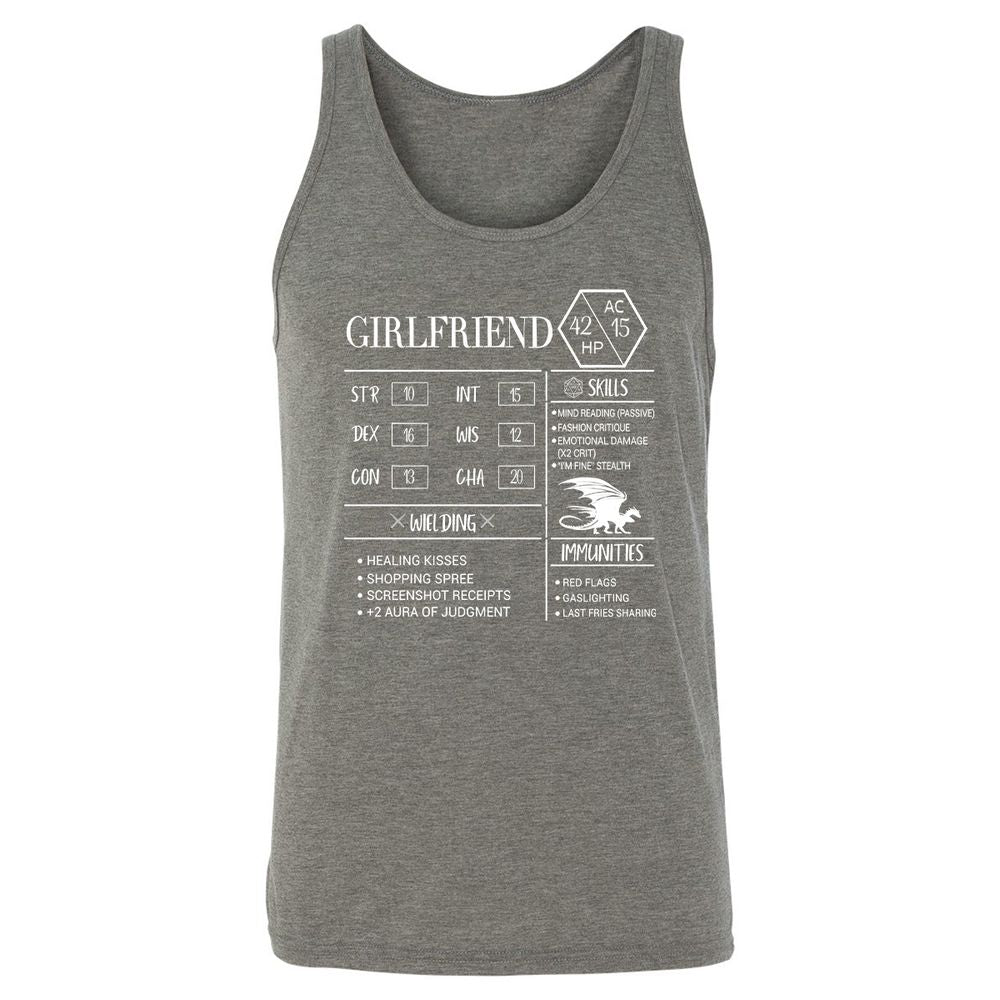 Girlfriend Stats Unisex Jersey Tank - Grey Triblend - 8