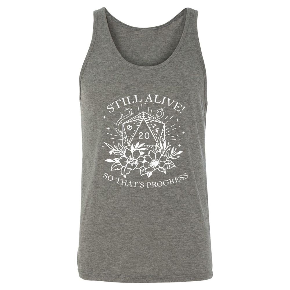 2710 Still Alive! So That’s Progress Unisex Jersey Tank - Grey Triblend - 8