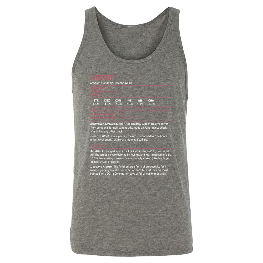 Artist Stats Unisex Jersey Tank - Grey Triblend - 8