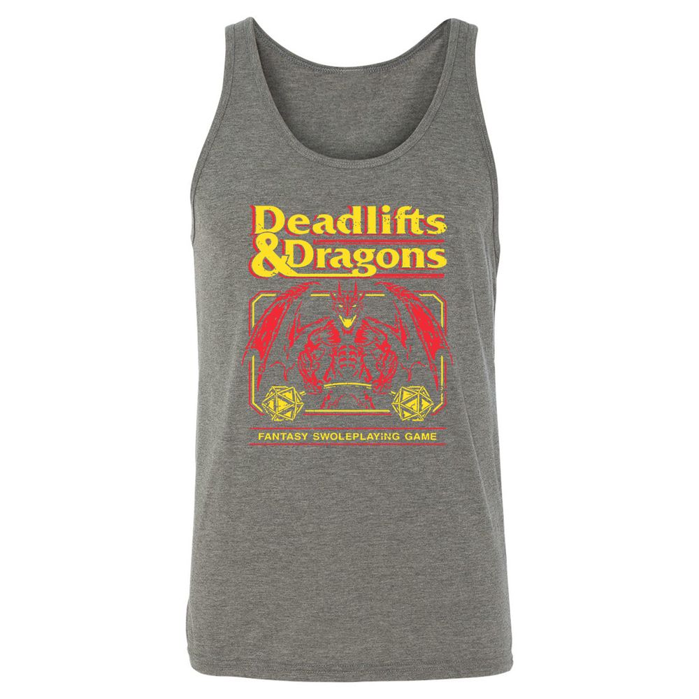 Deadlifts And Dragons Unisex Jersey Tank - Grey Triblend - 8