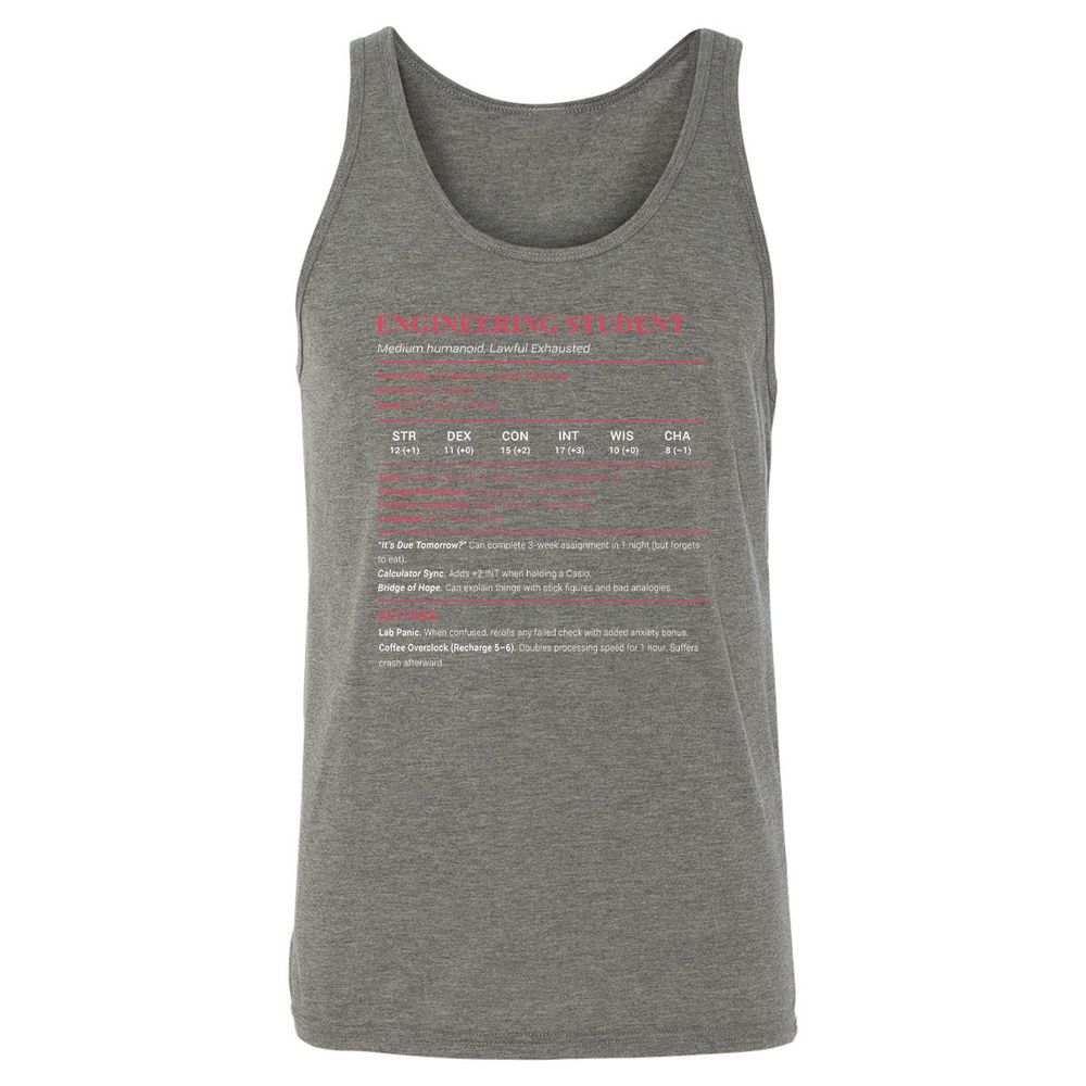 Engineering Student Unisex Jersey Tank - Grey Triblend - 8