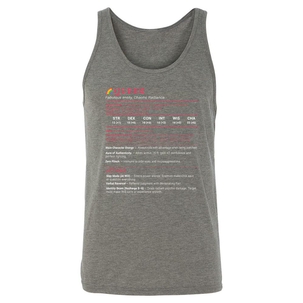Queer Stats Unisex Jersey Tank - Grey Triblend - 8