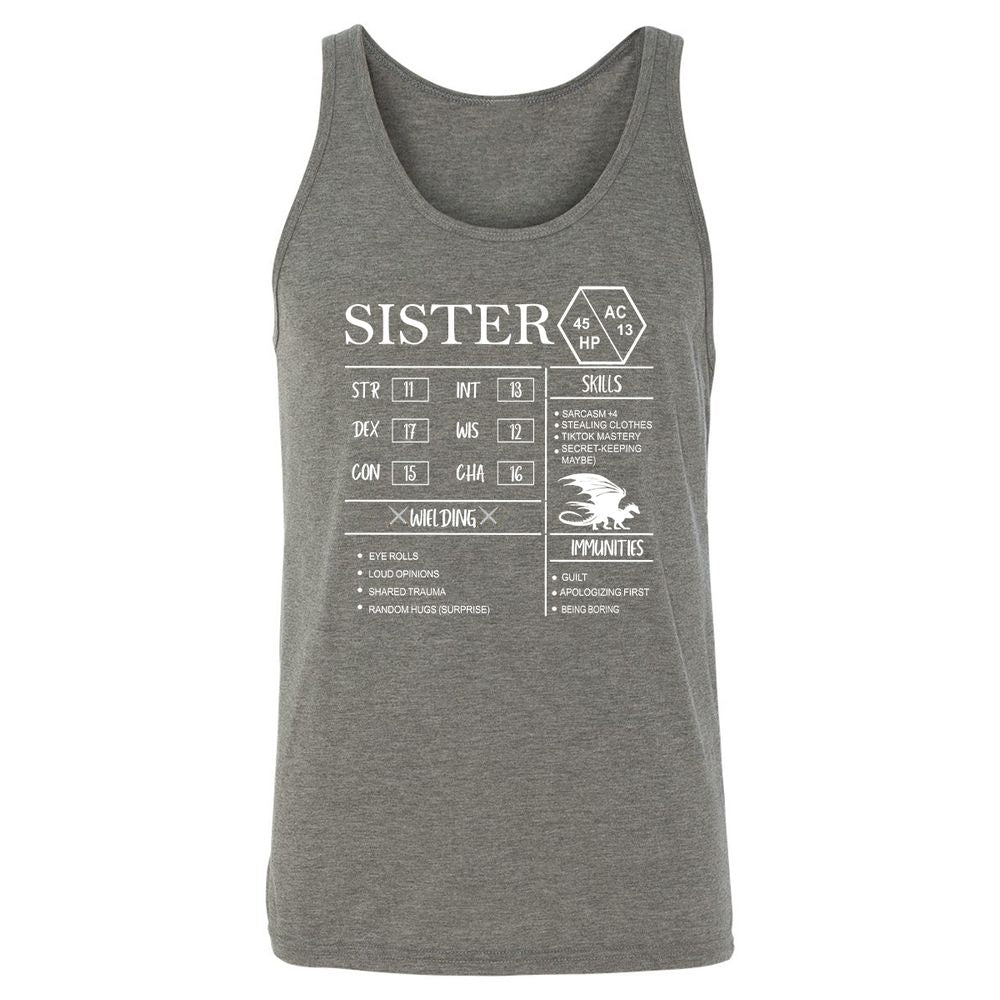 Sister Stats Unisex Jersey Tank - Grey Triblend - 8