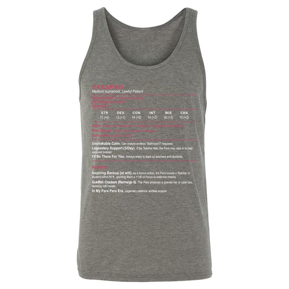 para Unisex Jersey Tank - Grey Triblend - 8