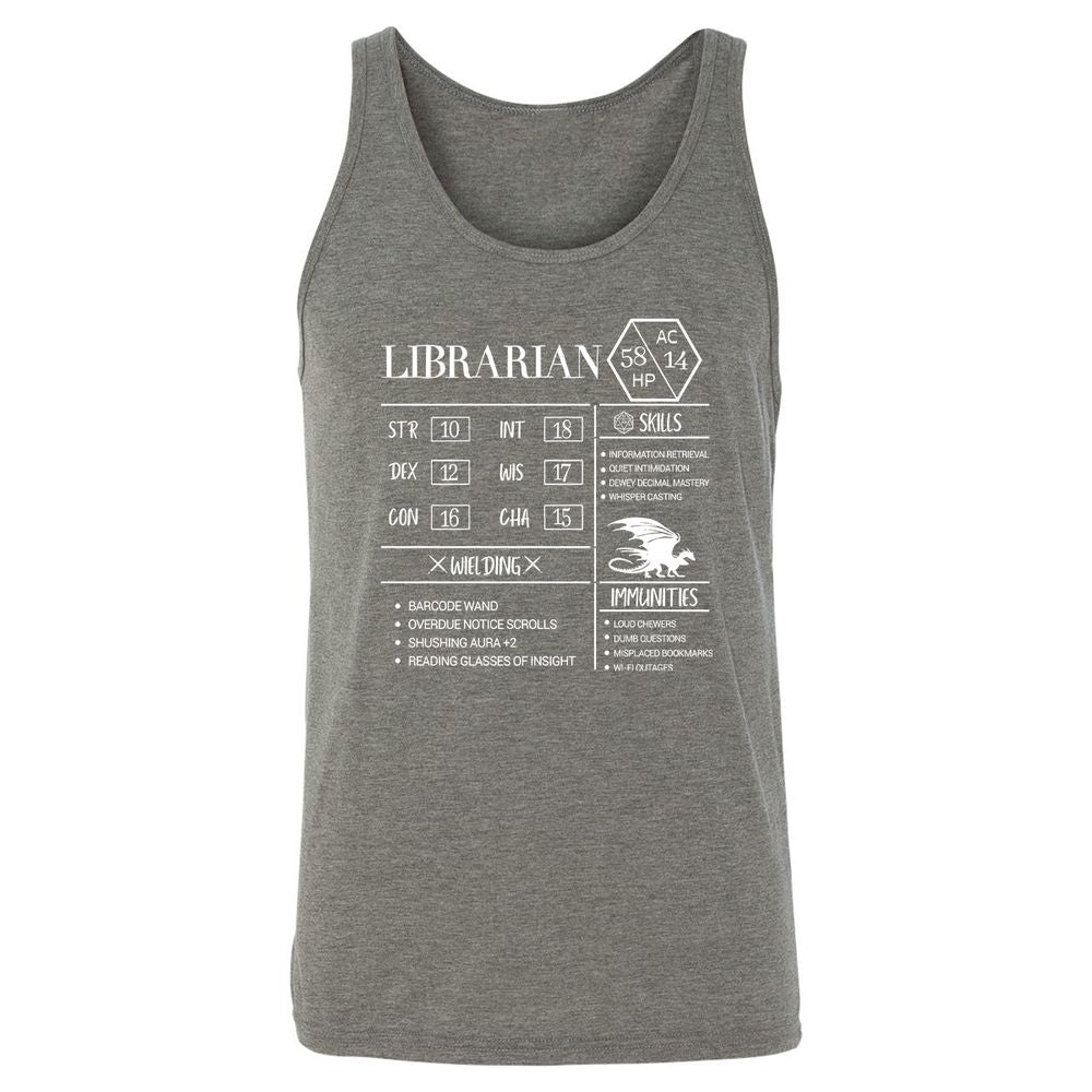 Librarian New Unisex Jersey Tank - Grey Triblend - 8