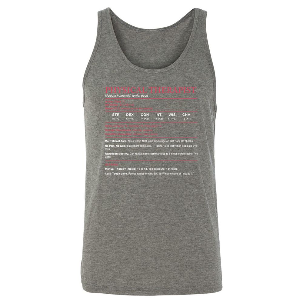 Physical Therapist Stats Unisex Jersey Tank - Grey Triblend - 8