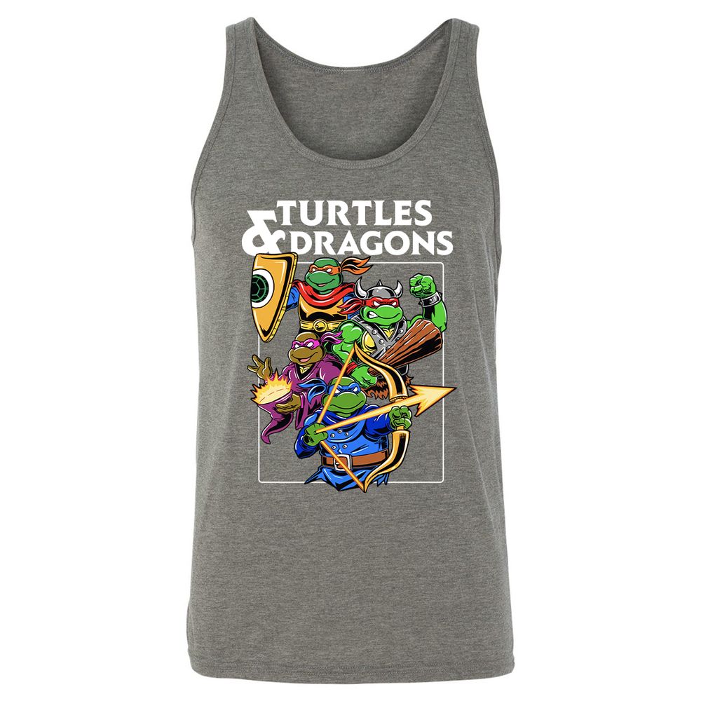 Turtles & Dragons Unisex Jersey Tank - Grey Triblend - 8