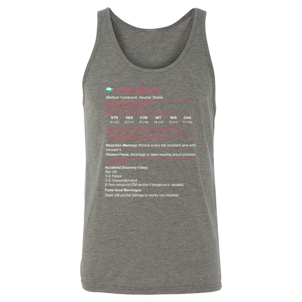 Chemist Stats Unisex Jersey Tank - Grey Triblend - 8