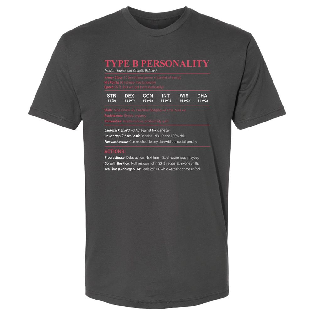 Type B Stats Premium Unisex T-Shirt - Heavy Metal - 8
