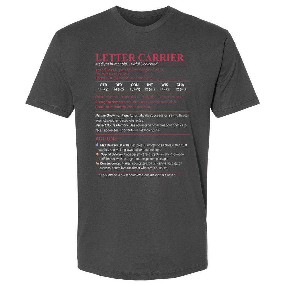 Letter Carrier Premium Unisex T-Shirt - Heavy Metal - 8
