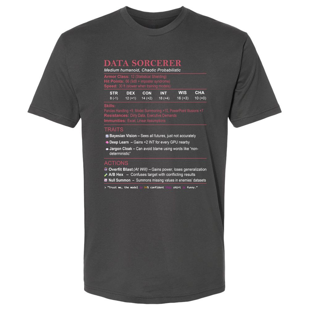 Data Scientist Stats (Data Sorcerer) Premium Unisex T-Shirt - Heavy Metal - 8