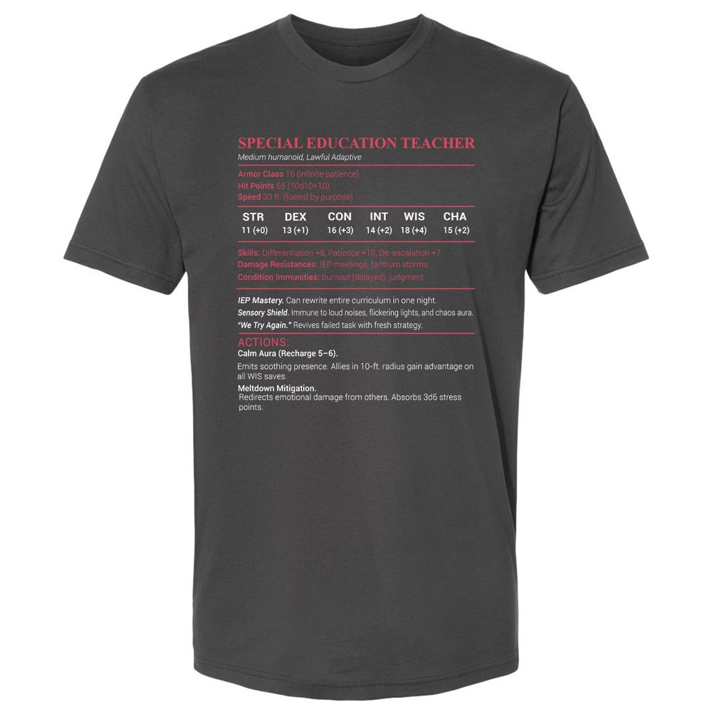 Special Edu Stats Premium Unisex T-Shirt - Heavy Metal - 8