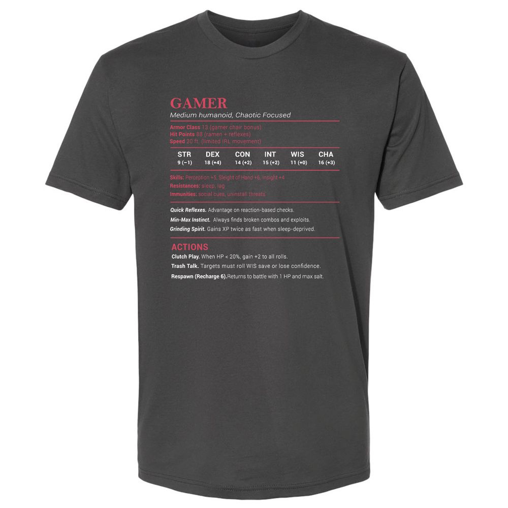 Gamer Stats Premium Unisex T-Shirt - Heavy Metal - 8