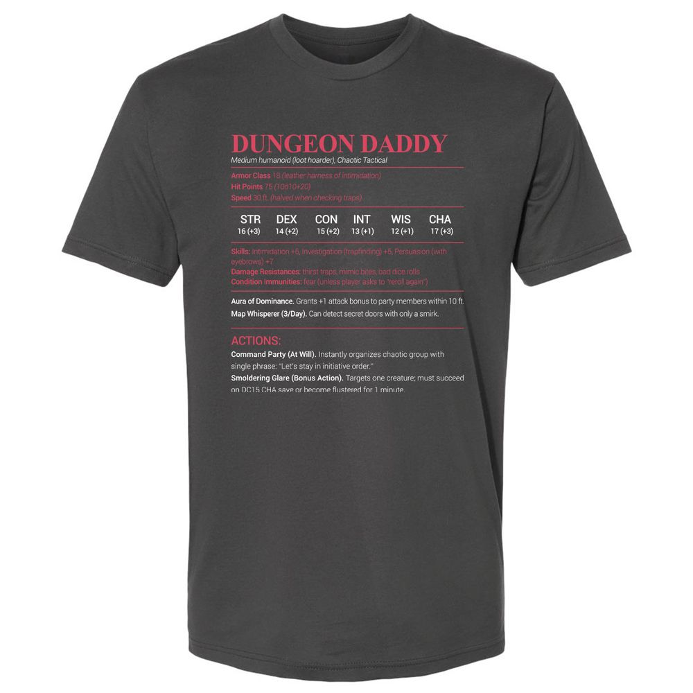 Dungeon Daddy Stats Premium Unisex T-Shirt - Heavy Metal - 8