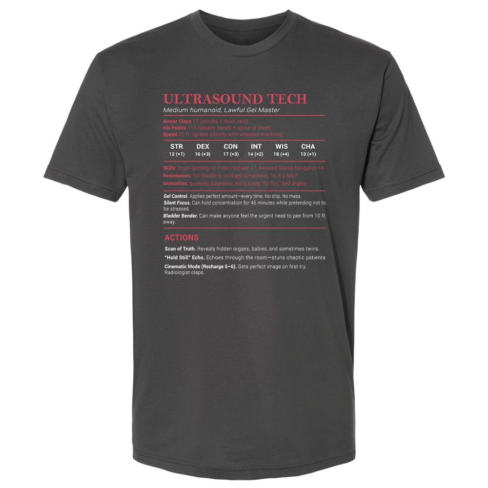 Ultrasound Tech Stats Premium Unisex T-Shirt - Heavy Metal - 8