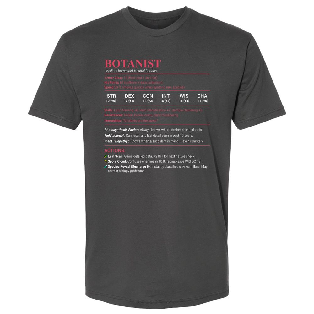 Botanist Stats Premium Unisex T-Shirt - Heavy Metal - 8