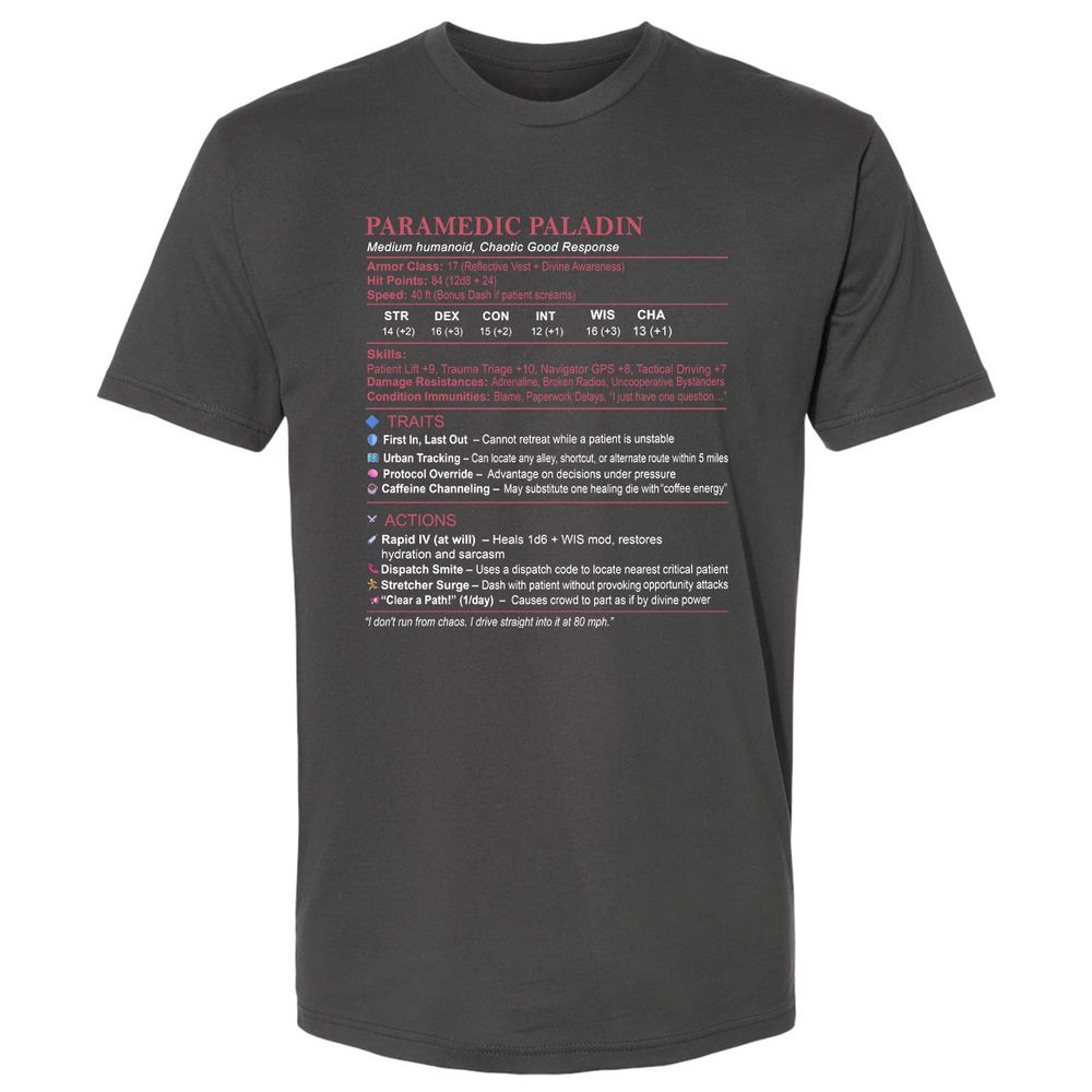 Paramedic Stats Premium Unisex T-Shirt - Heavy Metal - 8