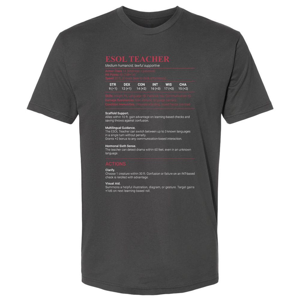 ESOL Teacher Premium Unisex T-Shirt - Heavy Metal - 8