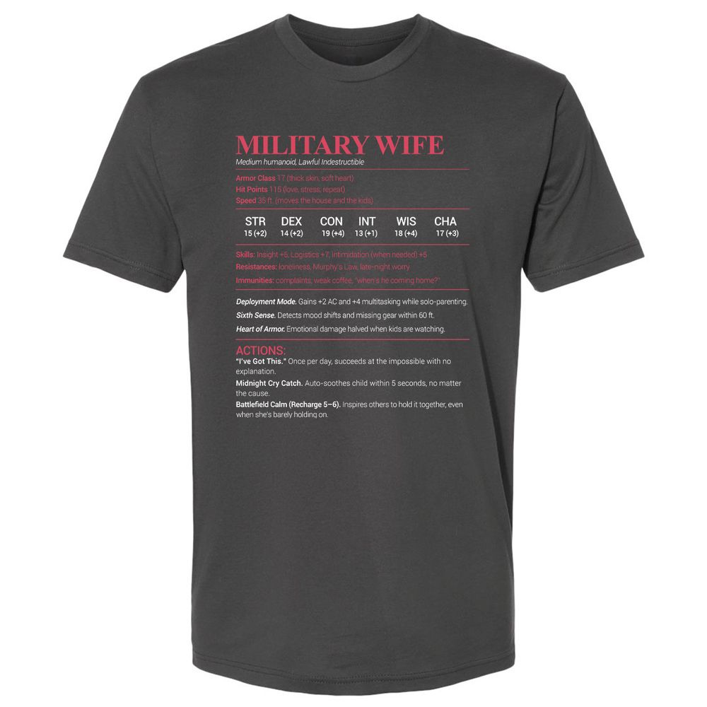 Military Wife Stats Premium Unisex T-Shirt - Heavy Metal - 8
