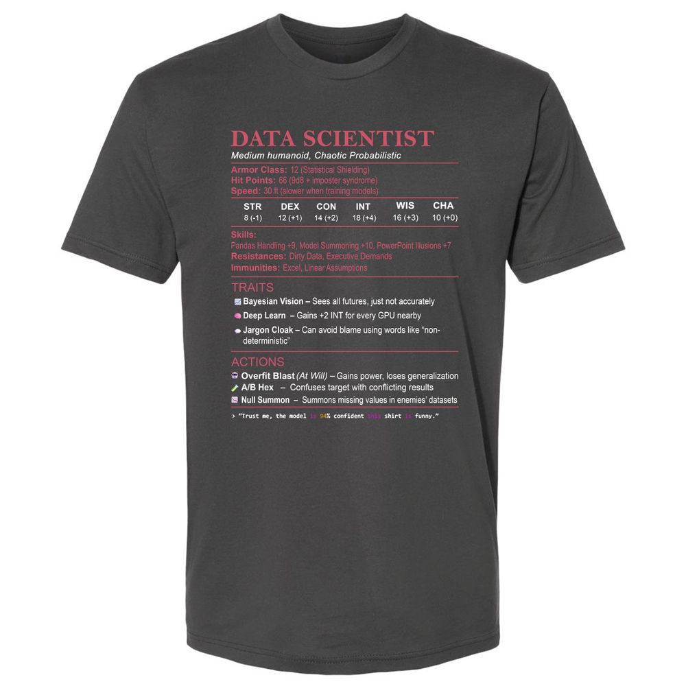 Data Scientist Stats Premium Unisex T-Shirt - Heavy Metal - 8