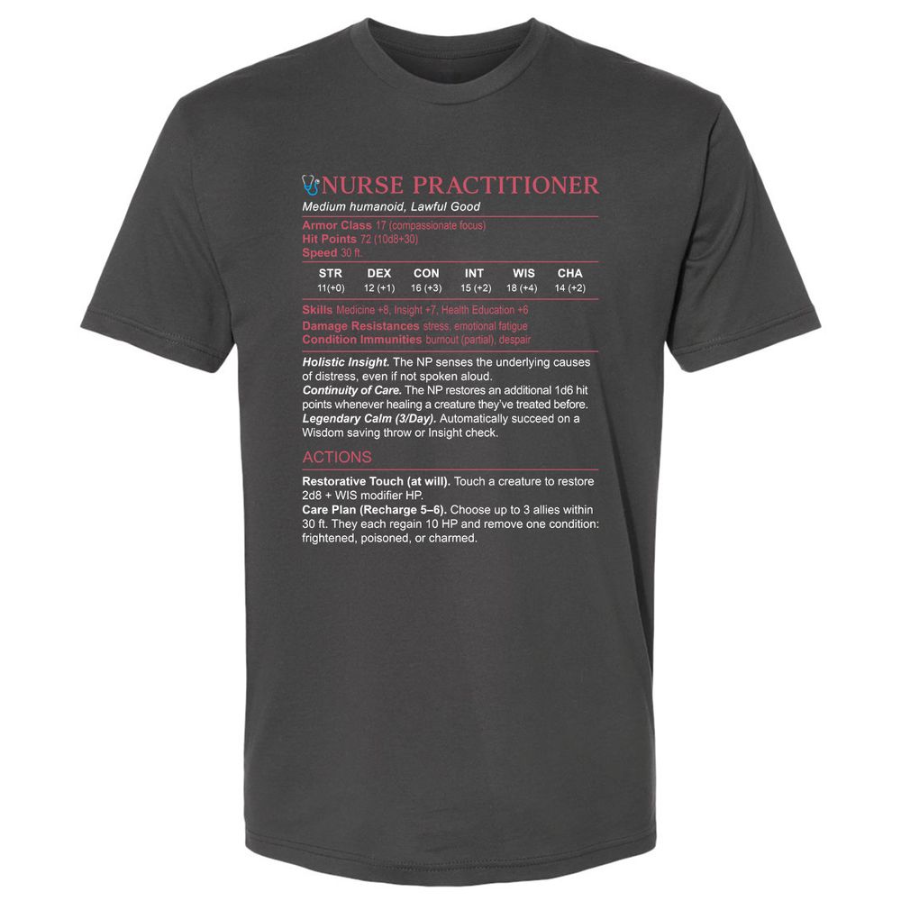Nurse Practitioner Stats Premium Unisex T-Shirt - Heavy Metal - 8