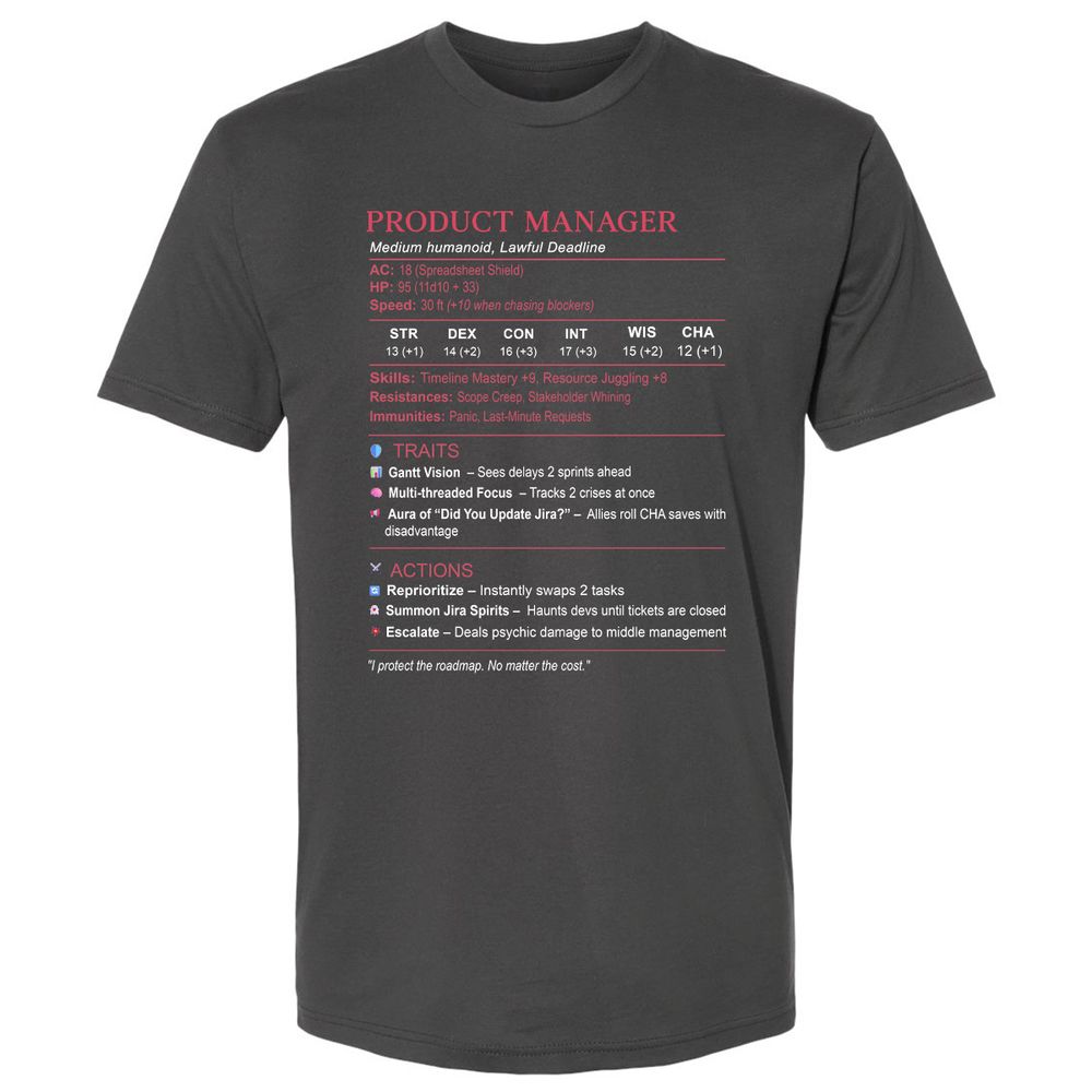 Product Manager Stats (PM) Premium Unisex T-Shirt - Heavy Metal - 8