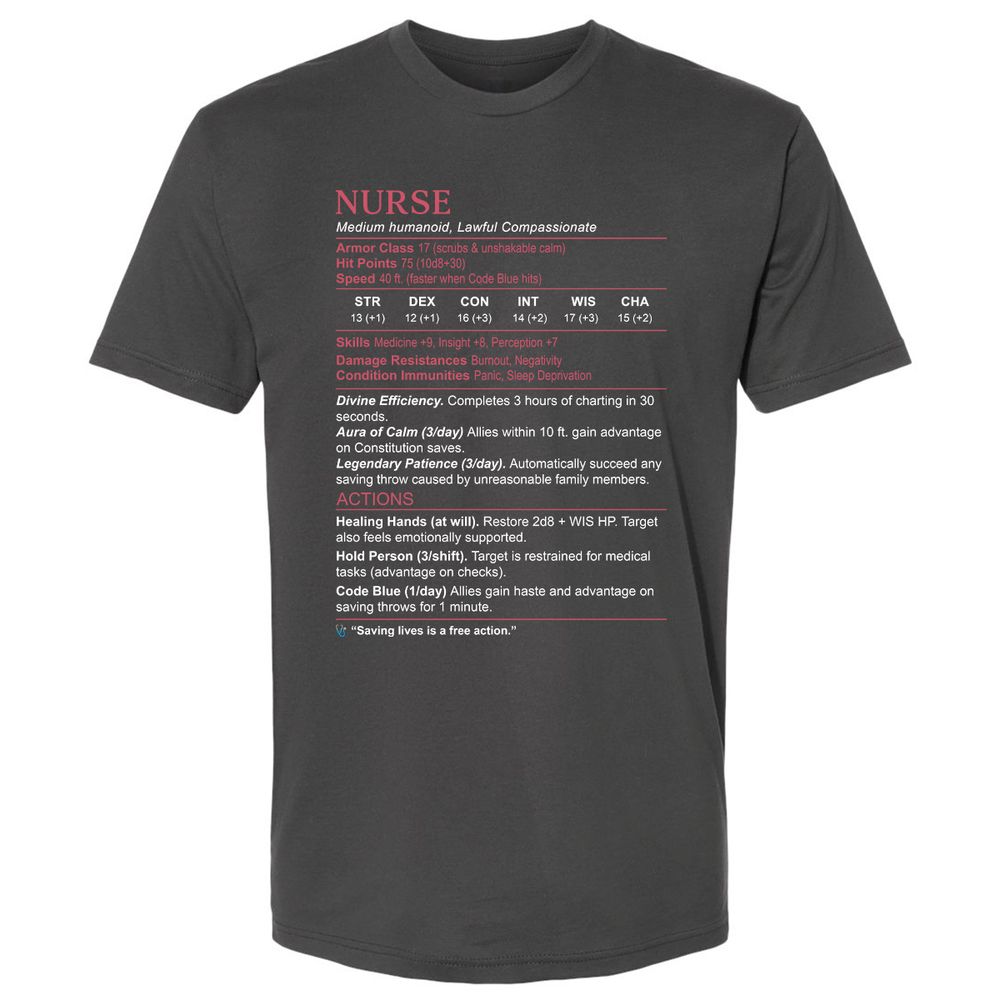 Nurse Stats 3 Premium Unisex T-Shirt - Heavy Metal - 8