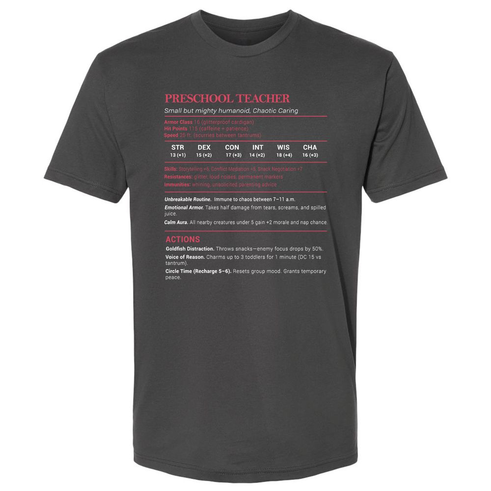 Preschool Teacher Stats Premium Unisex T-Shirt - Heavy Metal - 8