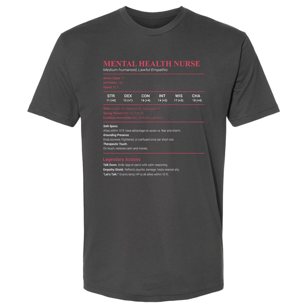 Mental Health Nurse Stats Premium Unisex T-Shirt - Heavy Metal - 8