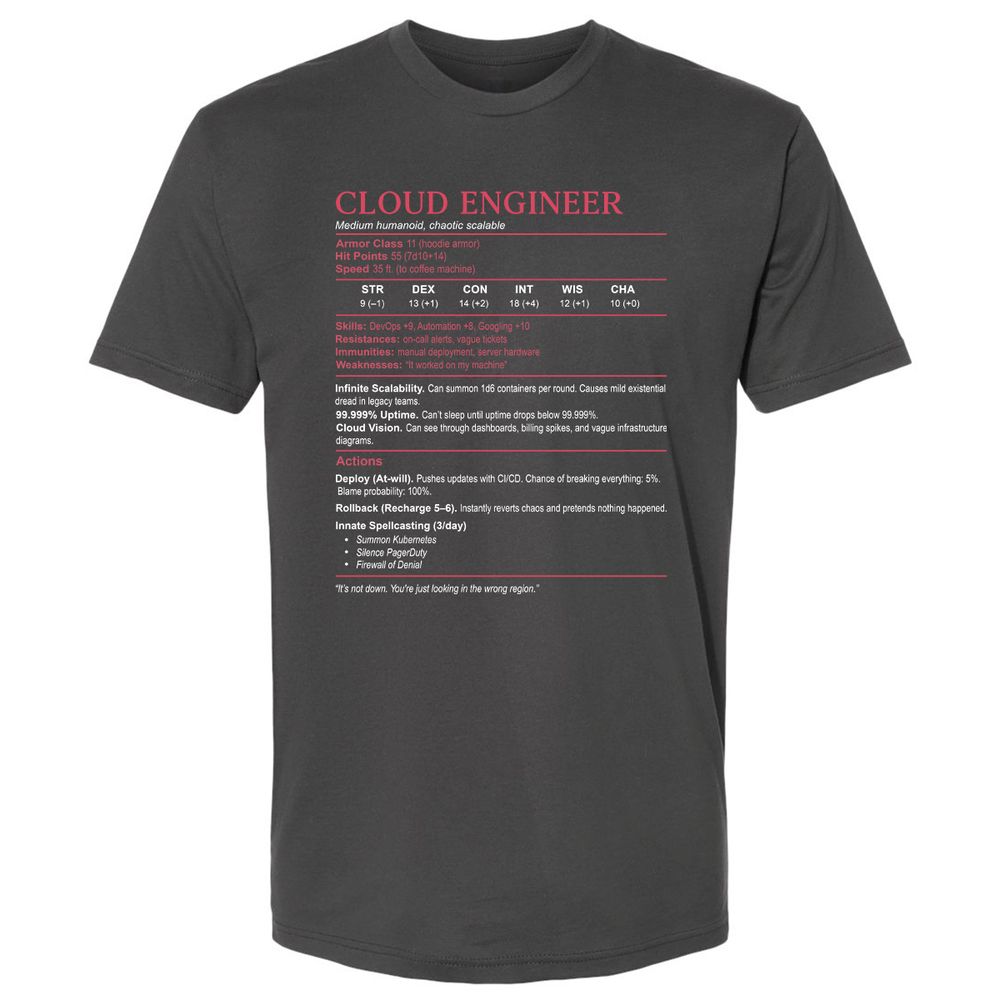 Cloud Engineer Stats Premium Unisex T-Shirt - Heavy Metal - 8