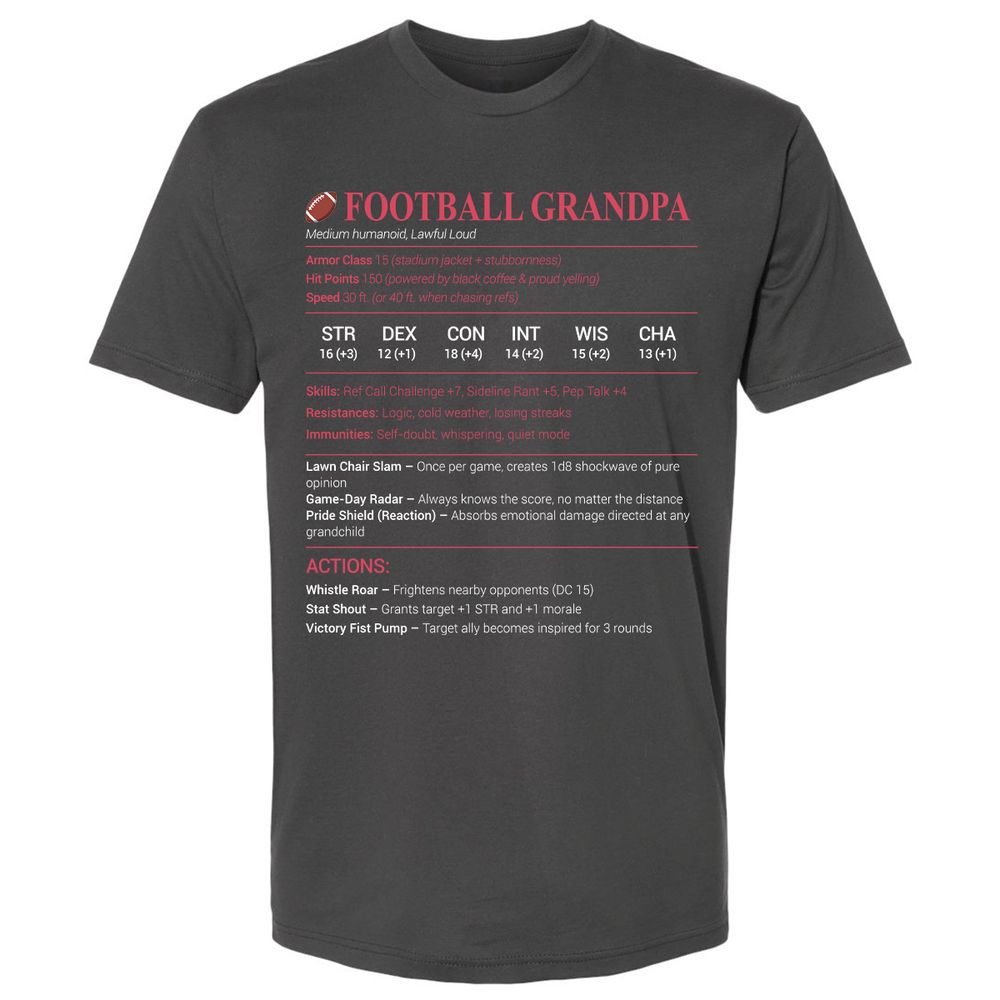 Football Grandpa Premium Unisex T-Shirt - Heavy Metal - 8