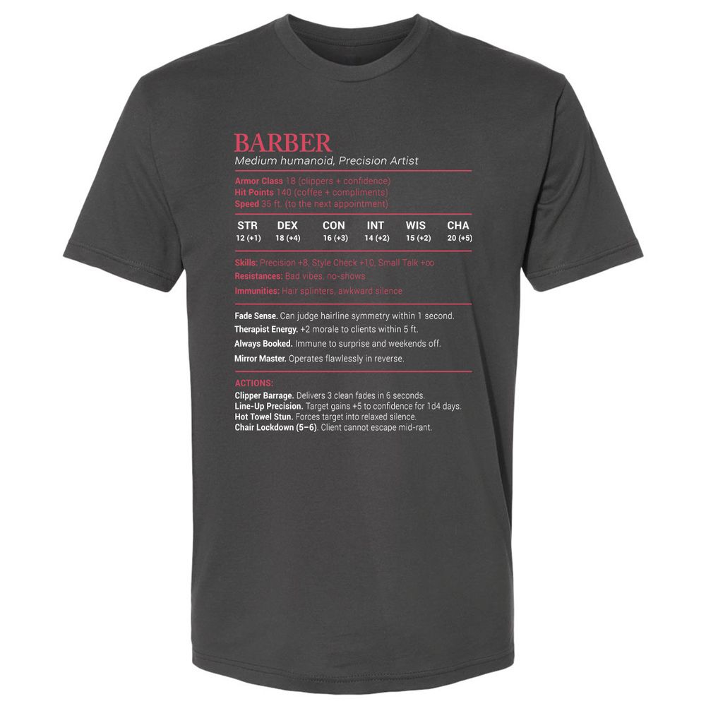 Barber Stats Premium Unisex T-Shirt - Heavy Metal - 8