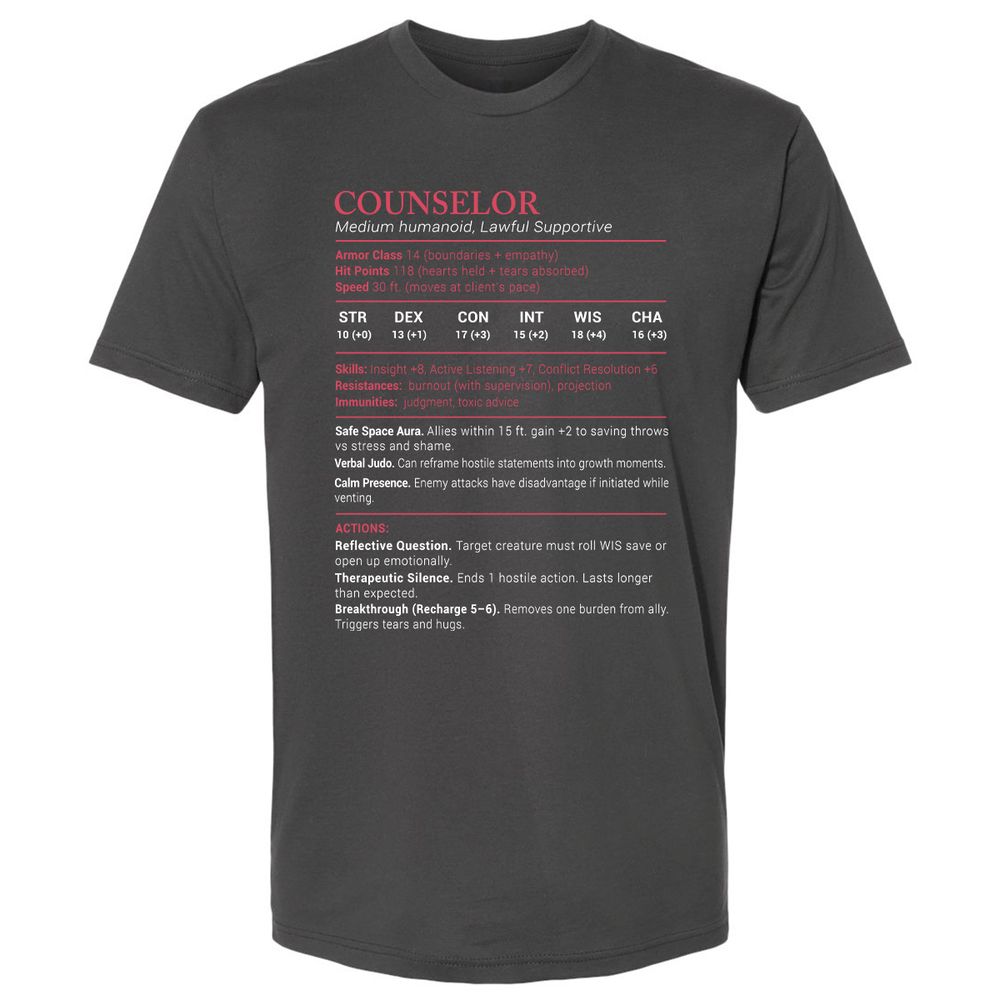 Counselor Stats Premium Unisex T-Shirt - Heavy Metal - 8