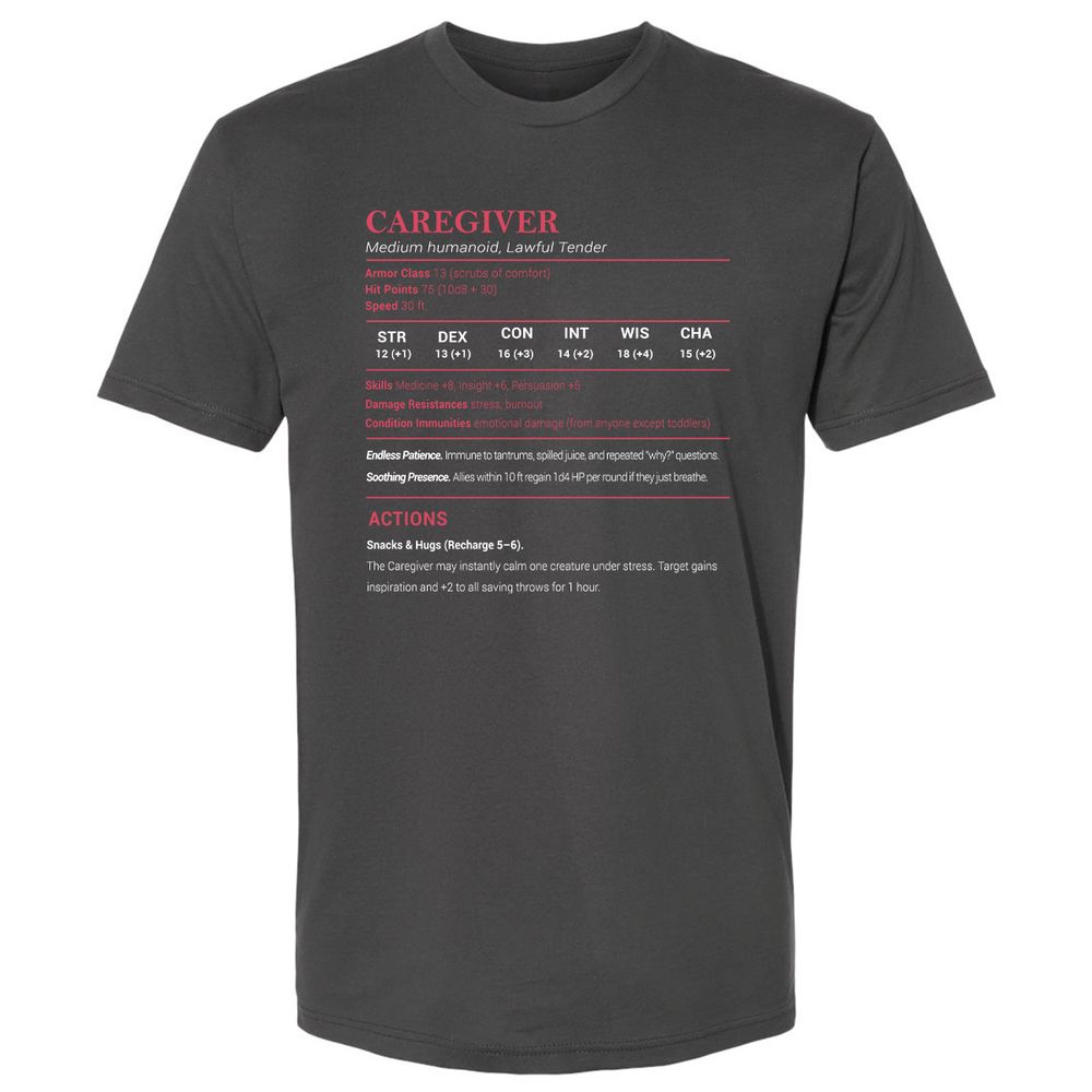 Caregiver Stats Premium Unisex T-Shirt - Heavy Metal - 8