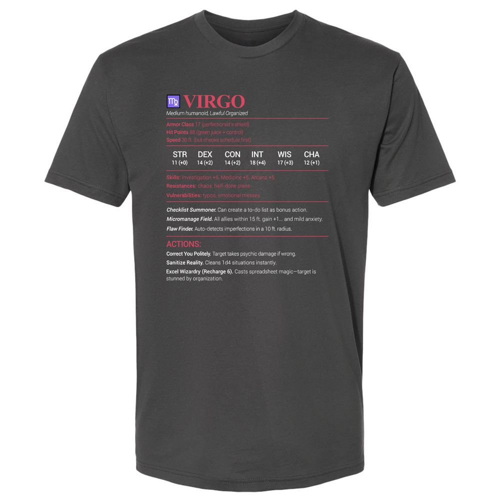 Virgo Stats Premium Unisex T-Shirt - Heavy Metal - 8