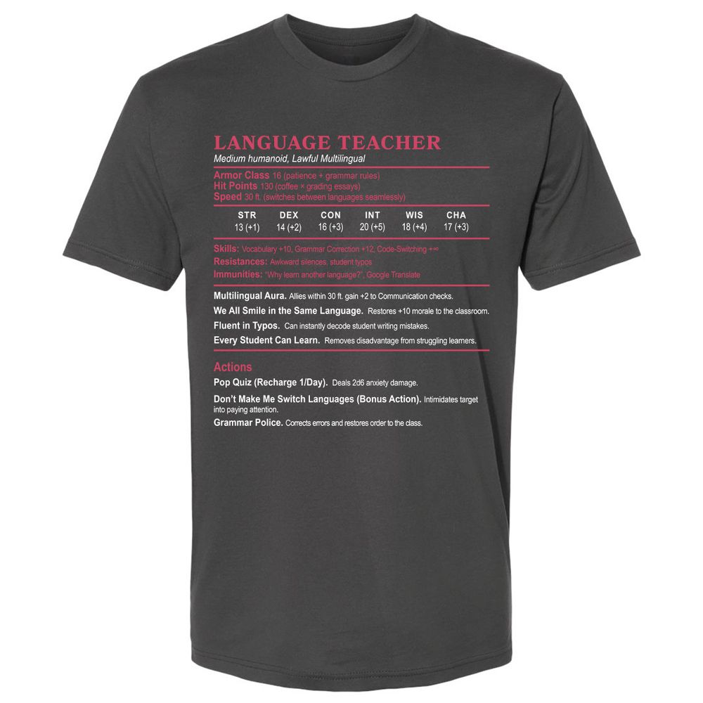 Language Teacher Premium Unisex T-Shirt - Heavy Metal - 8