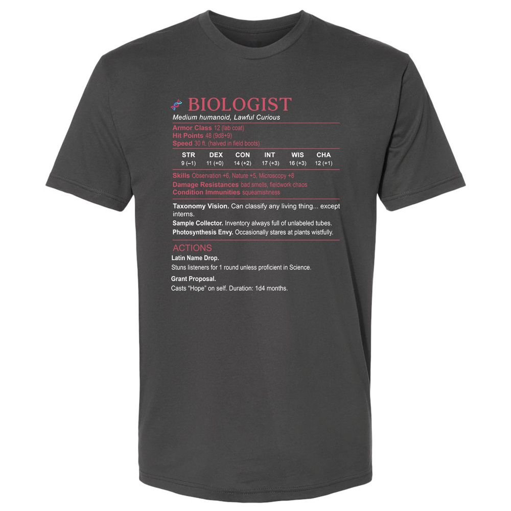Biologist Stats Premium Unisex T-Shirt - Heavy Metal - 8