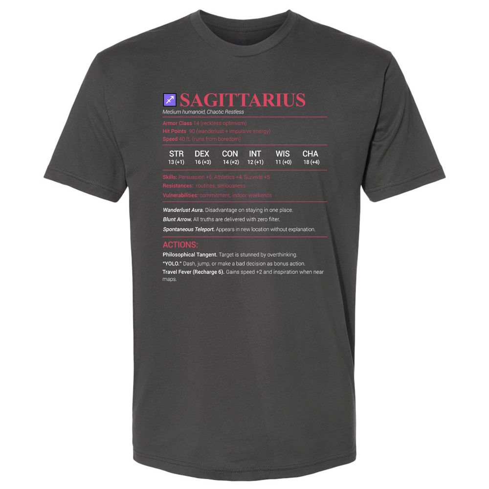 Sagittarius Stats Premium Unisex T-Shirt - Heavy Metal - 8