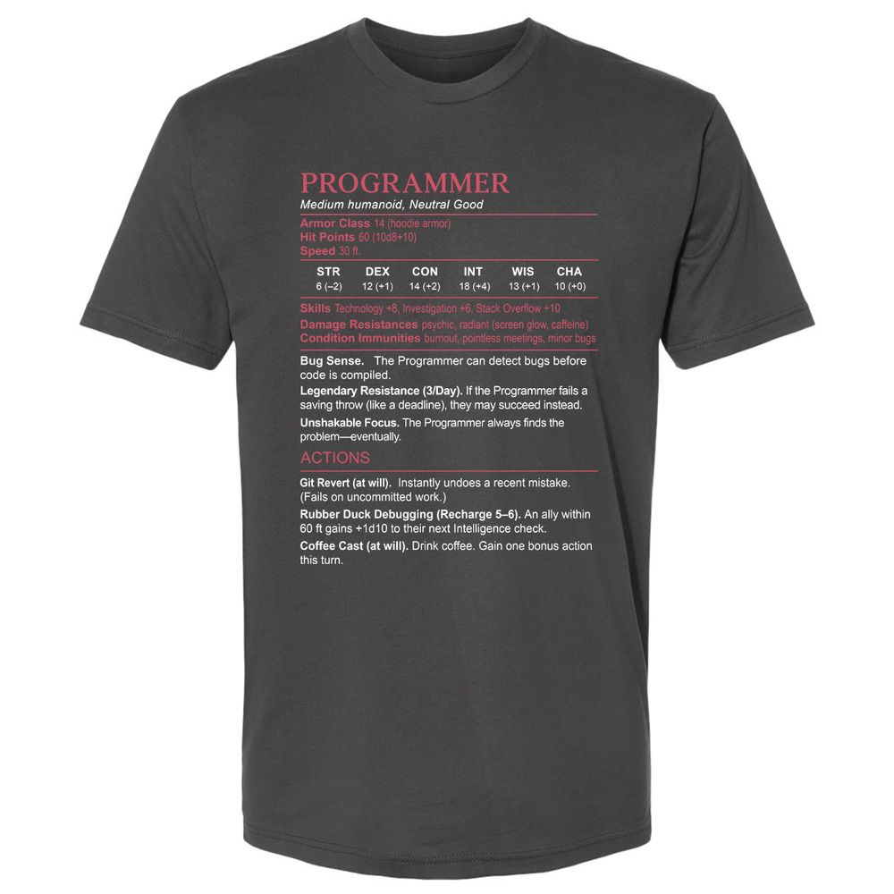 Programmer Stats Premium Unisex T-Shirt - Heavy Metal - 8