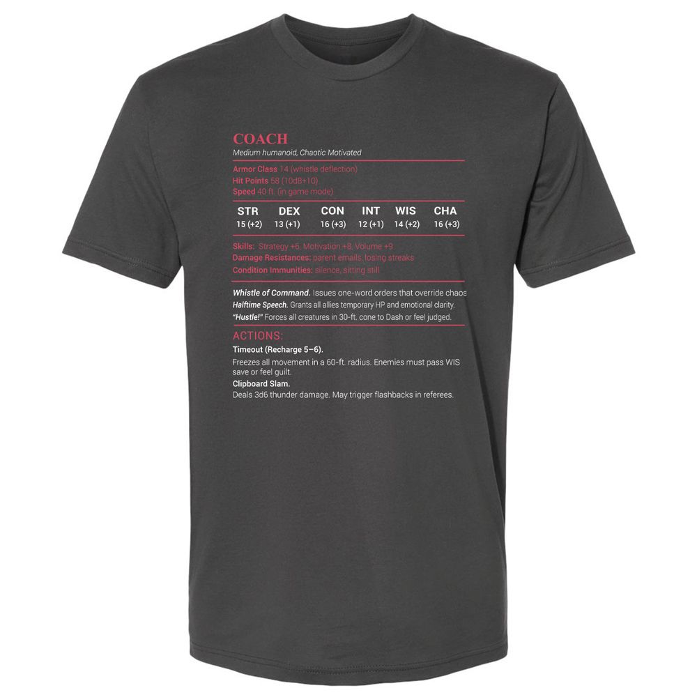 Coach Stats Premium Unisex T-Shirt - Heavy Metal - 8