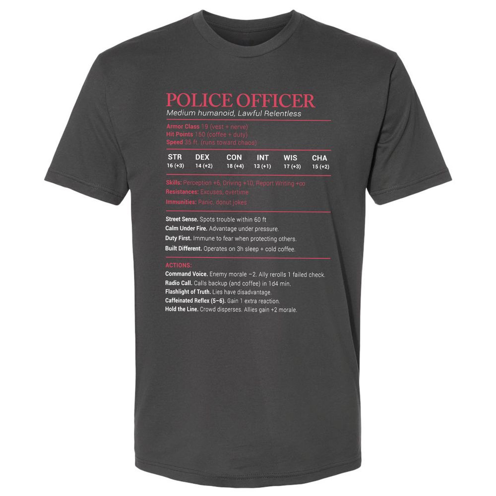 Police Officer Stats Premium Unisex T-Shirt - Heavy Metal - 8
