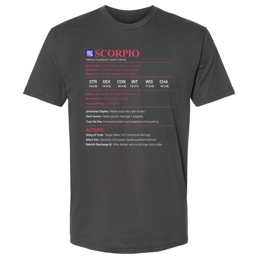 Scorpio Stats Premium Unisex T-Shirt - Heavy Metal - 8